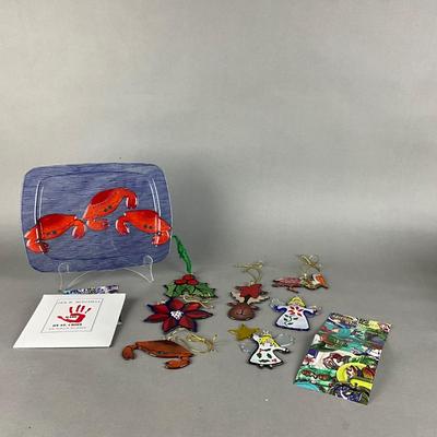 A1469 Mitchell Larson Glass Plate & Ornament Lot
