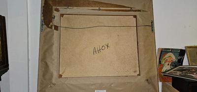 Large Painting Still Life with Vase, Fruit, Instrument