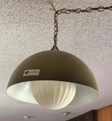 Vintage Hanging Pendant Light Fixture Grayish Green