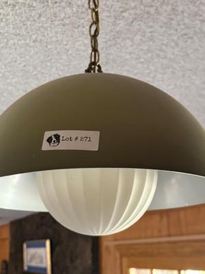 Vintage Hanging Pendant Light Fixture Grayish Green
