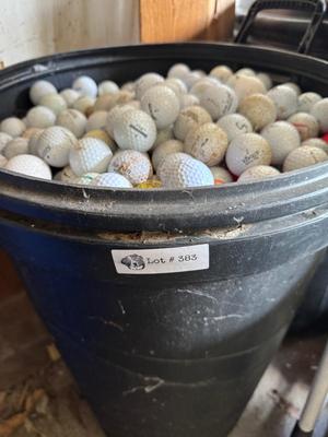 A 32 Gallon Can full of used Golf Balls
