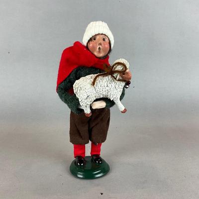 SR1499 Byers' Choice Boy Holding Lamb Figure and Boy with Wreath