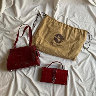 M1523 Vintage Red MONSAC and BRIGHTON Handbags