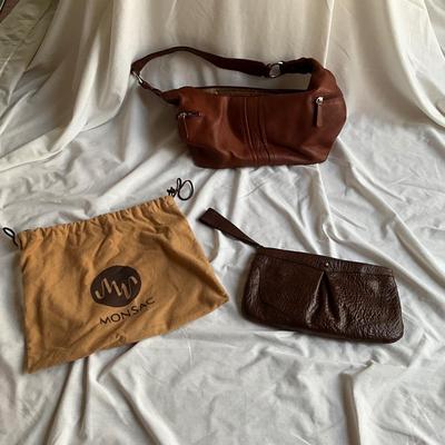 M1524 Vintage MONSAC Clutch and Osgoode Marley Leather Handbag