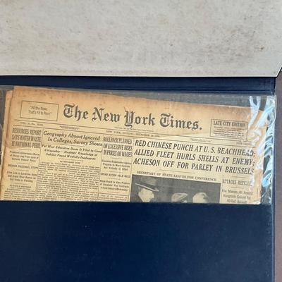 M1529 Vintage Leather Briefcase ,Desk Lot , 1960 New York Times Edition