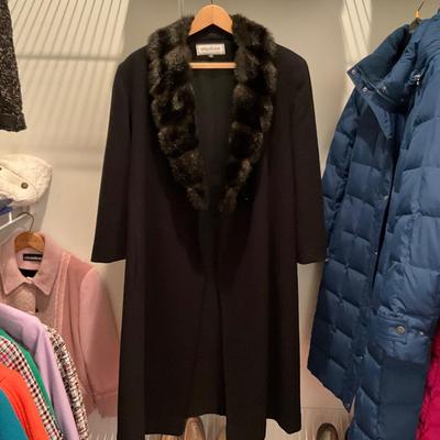 M1536 Black Faux Fur Wool Coat by Madeline