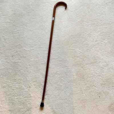 DR1546 Antique Wooden Silver Banded Walking Cane