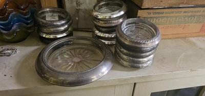 Sterling silver and glass, Coasters Instant Collection! Frank Whiting