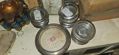 Sterling silver and glass, Coasters Instant Collection! Frank Whiting