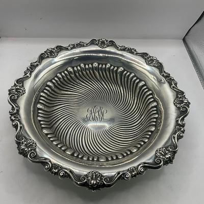 D1555 Large Fluted Bottom Antique Sterling Bowl with Monogram