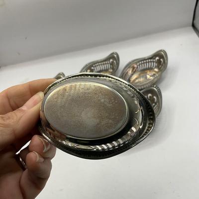 D1561 Set of 6 Sterling Silver Reticulated Oval Mint Bowls with monogram