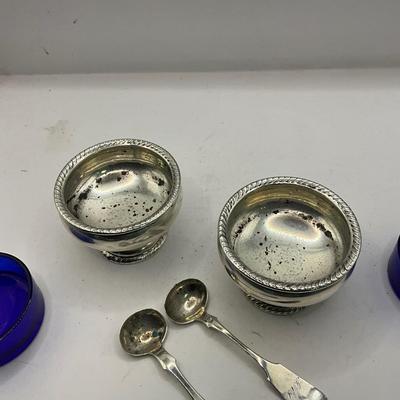D1562 Pair of Sterling Silver Frank Whiting Master Salts with Spoons