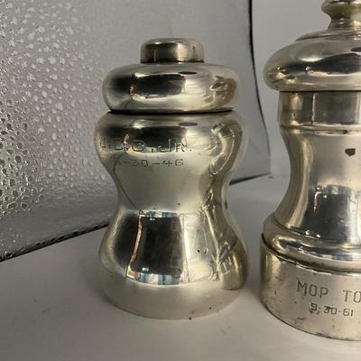 D1568 Pair of Weighted Sterling Silver Candlesticks & Salt Pepper Grinders