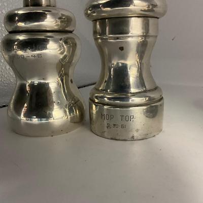 D1568 Pair of Weighted Sterling Silver Candlesticks & Salt Pepper Grinders