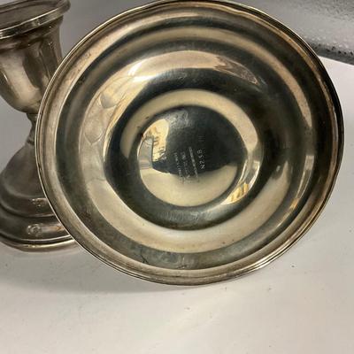D1568 Pair of Weighted Sterling Silver Candlesticks & Salt Pepper Grinders