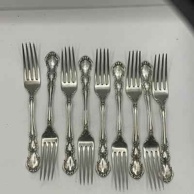 D1572 Set of Nine Sterling Silver R.M.& S Dinner Forks
