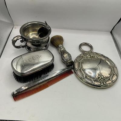 D1581 Sterling Silver Vanity Set with Shaving Mug