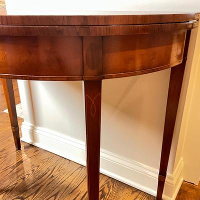 K577 Vintage Georgian Style Cherry Demilune Game Table
