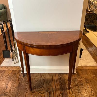 K577 Vintage Georgian Style Cherry Demilune Game Table