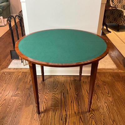 K577 Vintage Georgian Style Cherry Demilune Game Table