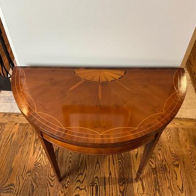 K577 Vintage Georgian Style Cherry Demilune Game Table