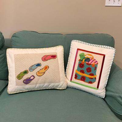 K582 Pair of Handmade Needlepoint Pillows