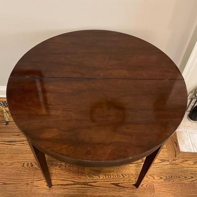 K584 Vintage Drexel Bicentennial Demilune Flip top Mahogany Table