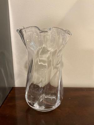 K5982 Large SIMON PEARCE Chelsea Optic Cinched Crystal Vase with Box