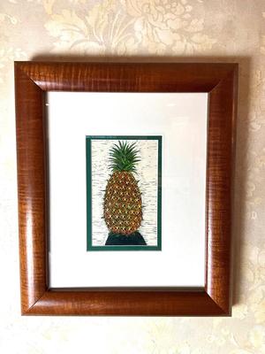L599 Original Scratchboard drawing of Pineapple by Cindy Conklin - Hawaii