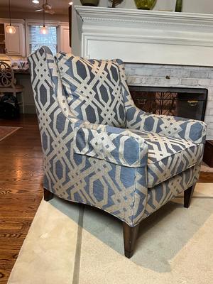 L601 Beautiful PEARSON Blue and Silver Upholstered Arm Chair
