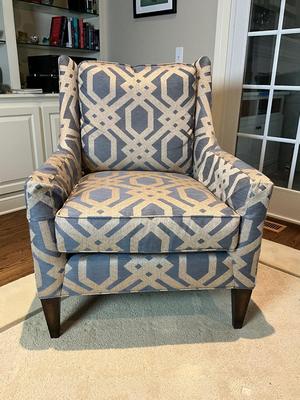 L602 PEARSON Blue and Silver Upholstered Arm Chair