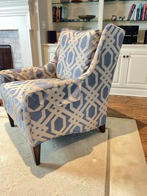 L602 PEARSON Blue and Silver Upholstered Arm Chair
