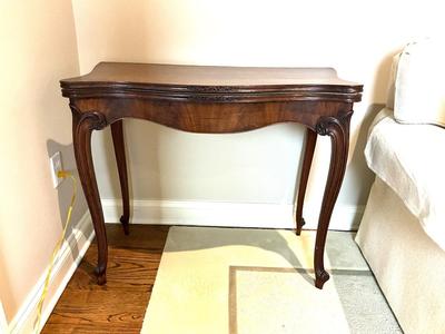 L606 Antique French Fliptop Mahogany Card Table