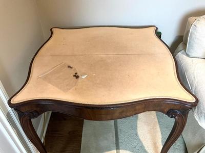 L606 Antique French Fliptop Mahogany Card Table