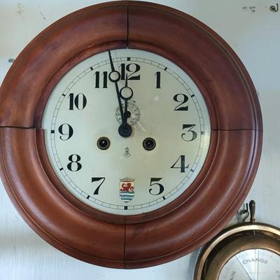 LOT 8: Gustav Becker Wall Clock with Seth Thomas Helmsman Barometer