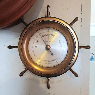 LOT 8: Gustav Becker Wall Clock with Seth Thomas Helmsman Barometer