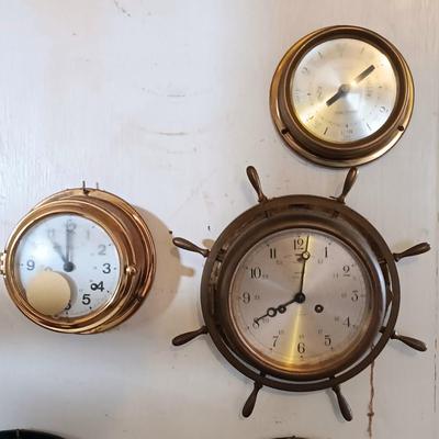 LOT 11: Wempe Chronometerwerke Ship Clock, Salem Clock Co. Ship's Bell 8-Day Clock & Seth Thomas Tideguard Clock