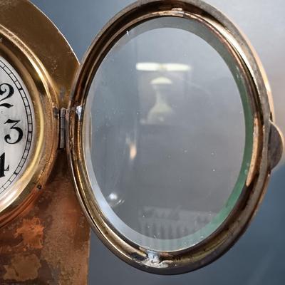 LOT 12: German Brass Mantel Clock with Metal Mantel Clock