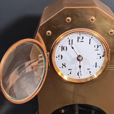 LOT 12: German Brass Mantel Clock with Metal Mantel Clock