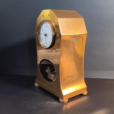 LOT 12: German Brass Mantel Clock with Metal Mantel Clock