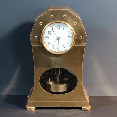 LOT 12: German Brass Mantel Clock with Metal Mantel Clock
