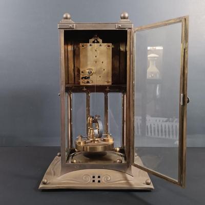 LOT 17: Brass Cased Art Nouveau-Style Pendulum Clock