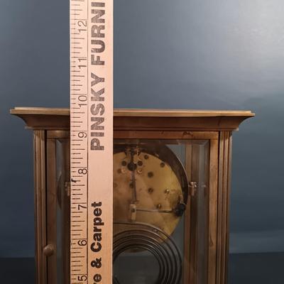 LOT 19: Antique Seth Thomas Brass & Glass Mantel Clock