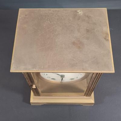 LOT 19: Antique Seth Thomas Brass & Glass Mantel Clock