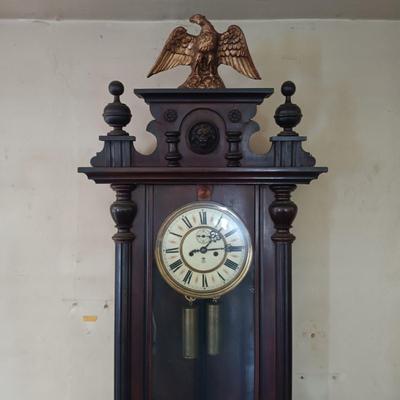 LOT 22: Gustav Becker 4ft Twin-Weight Wall Clock