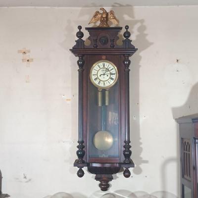 LOT 22: Gustav Becker 4ft Twin-Weight Wall Clock