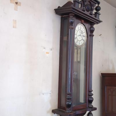 LOT 22: Gustav Becker 4ft Twin-Weight Wall Clock