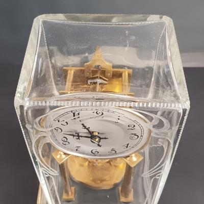 LOT 23: Lebolt & Co. Glass-Case Anniversary Clock w/ Equity Rising Moon Clock