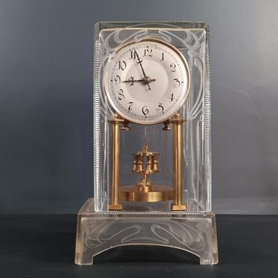 LOT 23: Lebolt & Co. Glass-Case Anniversary Clock w/ Equity Rising Moon Clock