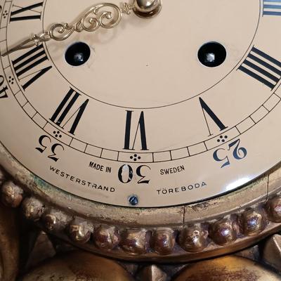 LOT 24: Westerstrand Töreboda Swedish Rococo-Style Gilt Wood Wall Clock